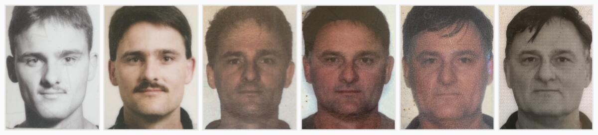 Shawn Selanders passport photos through the years — from soldier to surveyor to mortgage broker